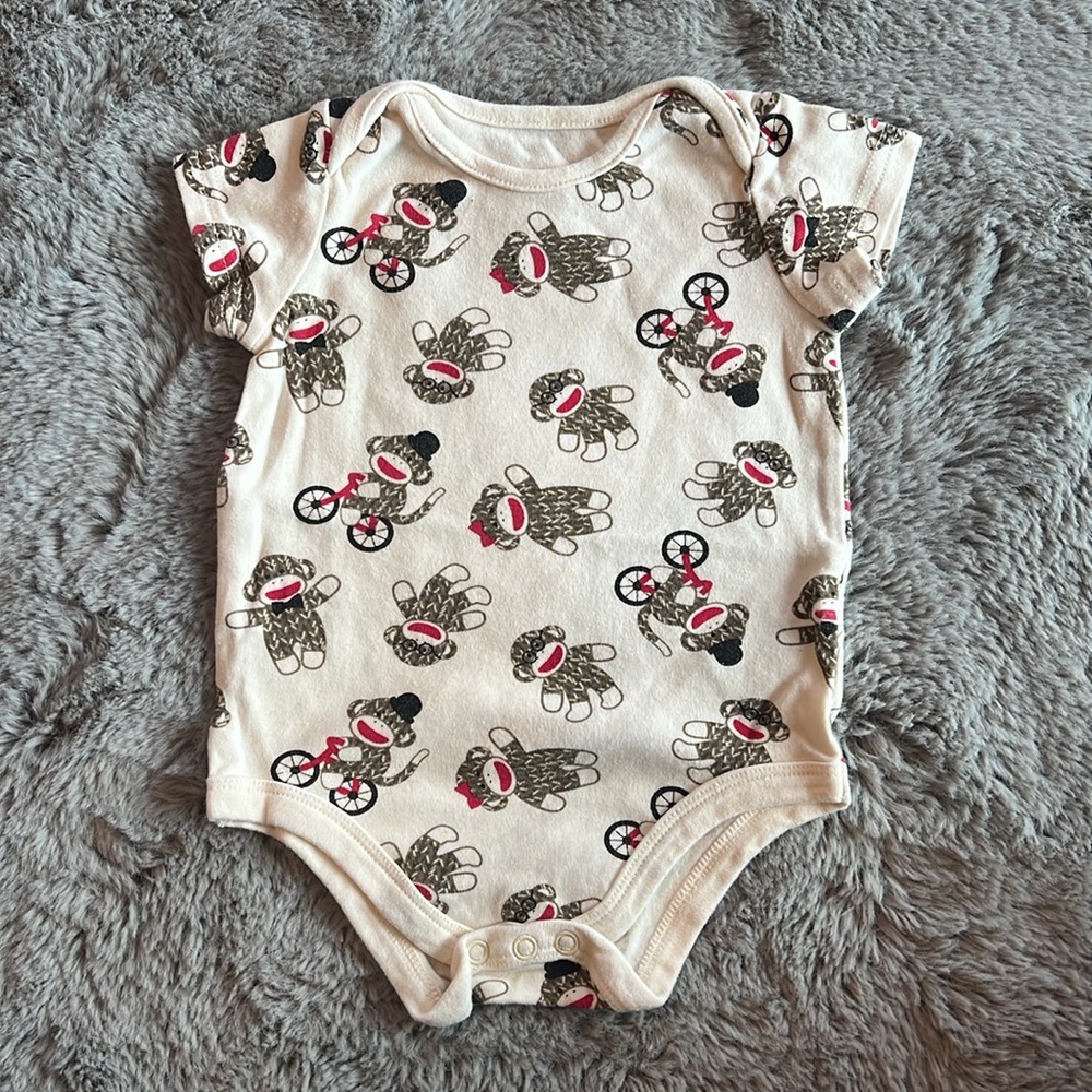 Baby Starters Sock Monkey Striped Outfit
